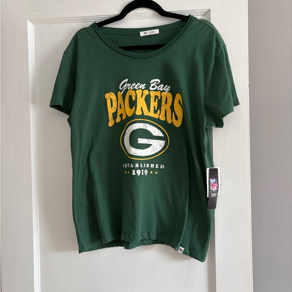 Women XL Green Bay Packer Short Sleeve shirt green, gold, white